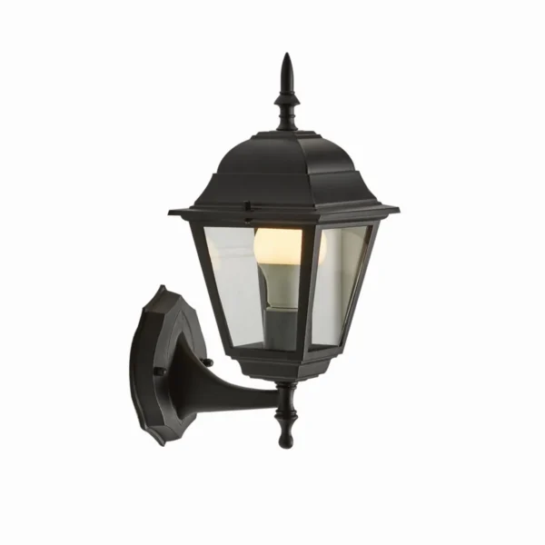 13.5" Classic Black Outdoor Coach Wall Light, Clear Glass Lens