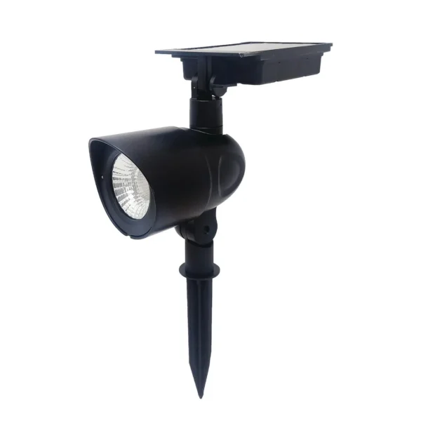 Solar Powered Black Plastic Landscape LED Spotlight, 60 Lumens