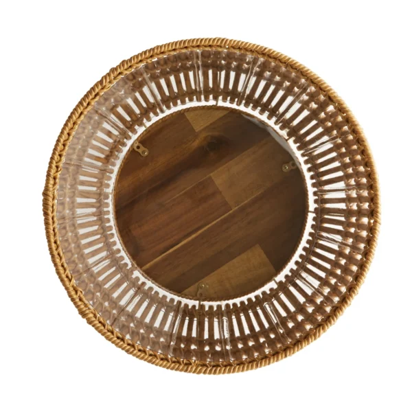 13 in Round Brown Resin Planter & Stand Set with Wood Legs - Image 2