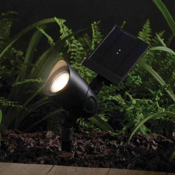 Solar Powered Black Plastic Landscape LED Spotlight, 60 Lumens - Image 2