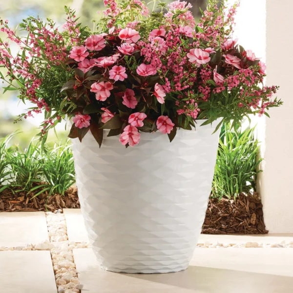 Gardens Caden White Recycled Resin Planter, 15.9in x 15.9in x 16in - Image 3