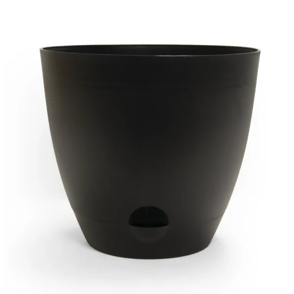 Self-Watering 11in Resin Black Planter