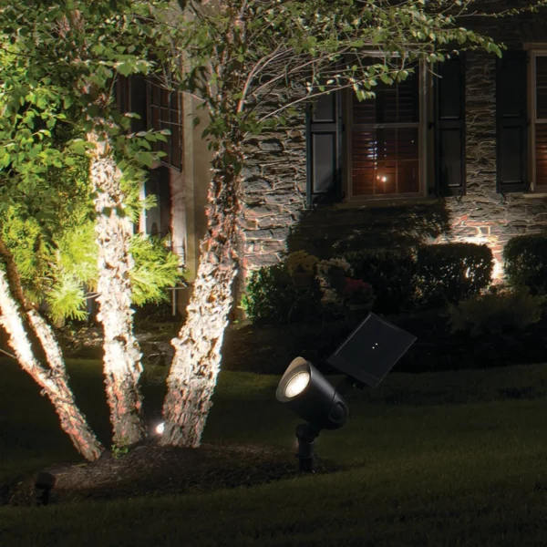 Solar Powered Black Plastic Landscape LED Spotlight, 60 Lumens - Image 3